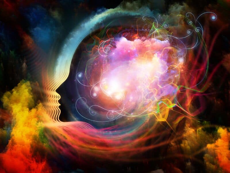 Abstract visualization of a human mind with vibrant colors and swirling energy, symbolizing mental versatility and creative thinking.