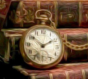 Close-up of a vintage pocket watch symbolizing time, skill, and mastery, set against a wooden background.