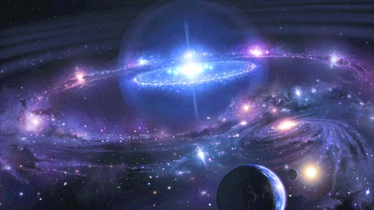 An abstract cosmic scene illustrating the complexity of the mind with swirling galaxies and celestial bodies representing diverse thoughts and ideas.