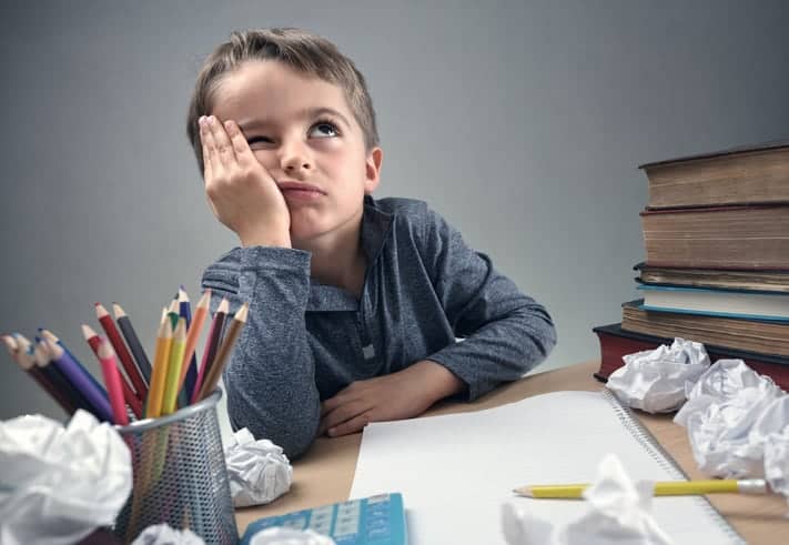A young boy remote viewing is exasperated at himself.