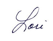 Lori's signature