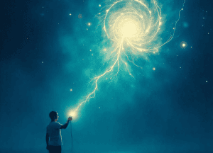 Ethereal scene where the conscious mind